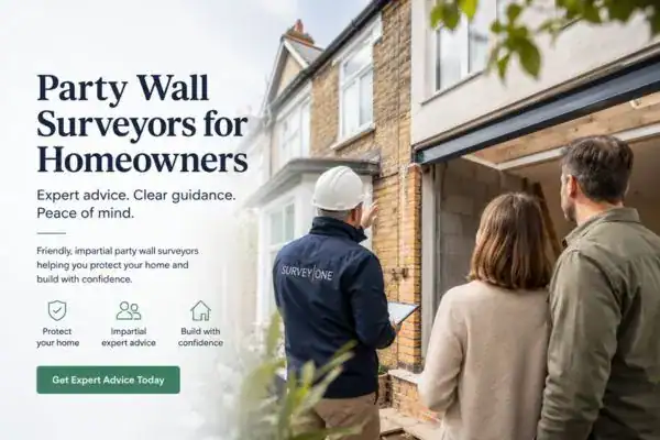 Image of couple with Party wall survey from Survey One Cambridge